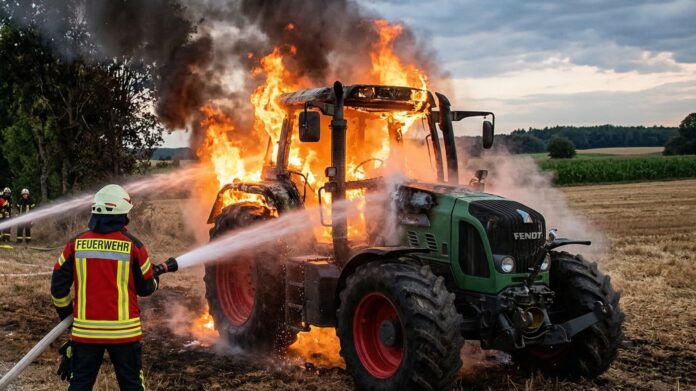 Totalschaden nach Traktorbrand bei Ellscheid