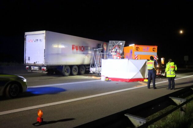 Tödlicher Unfall auf der A6 bei Viernheim: Bauarbeiter verstorben