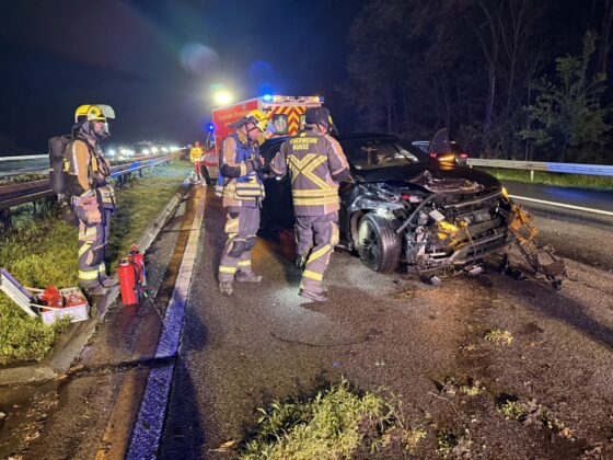 Unfall auf der A3 bei H&uuml;nxe: E-Auto prallt gegen Mittelleitplanke