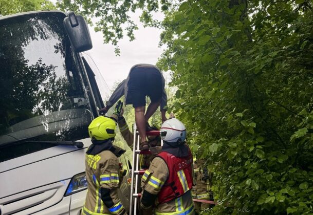 Unfall in Ratingen: Linienbus kommt auf Waldweg von Fahrbahn ab